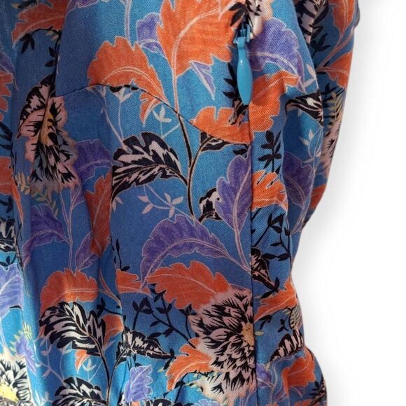 Sundance Women's Cascading Dreams Midi Dress size Small Blue Orange Floral - Picture 5 of 8